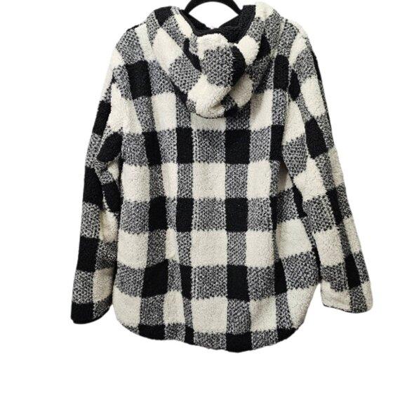 Weatherproof New Women's Reversible Ultra Cozy Plush Fleece Hooded Plaid Jacket - Picture 8 of 11